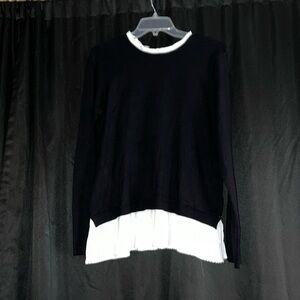 Adrianna Papell black sweater with cream accents. NWT size Large